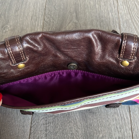 Coach 65th Anniversary Legacy Brown Leather Color Stripe Garcia Clutch/Wristlet - Picture 5 of 14